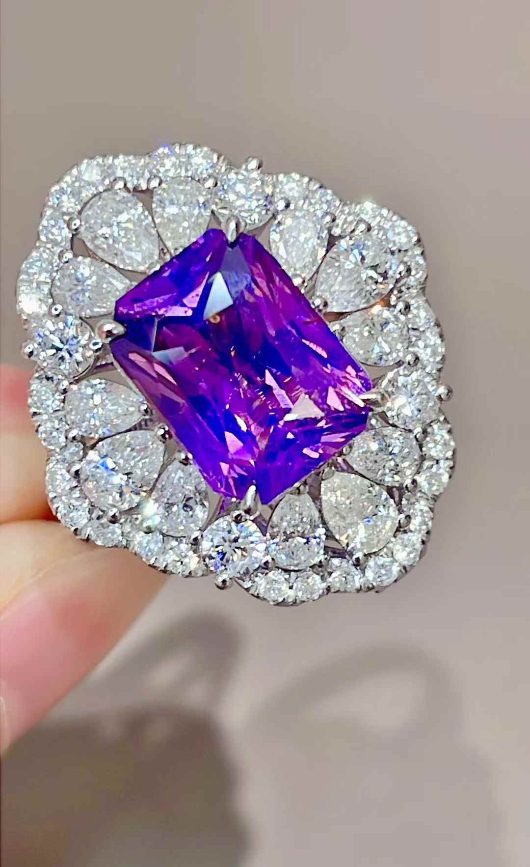 無焼成 4.00ct 天然パープルサファイア リング・ペンダント 2WAY PT950プラチナ｜Diamond Celeb