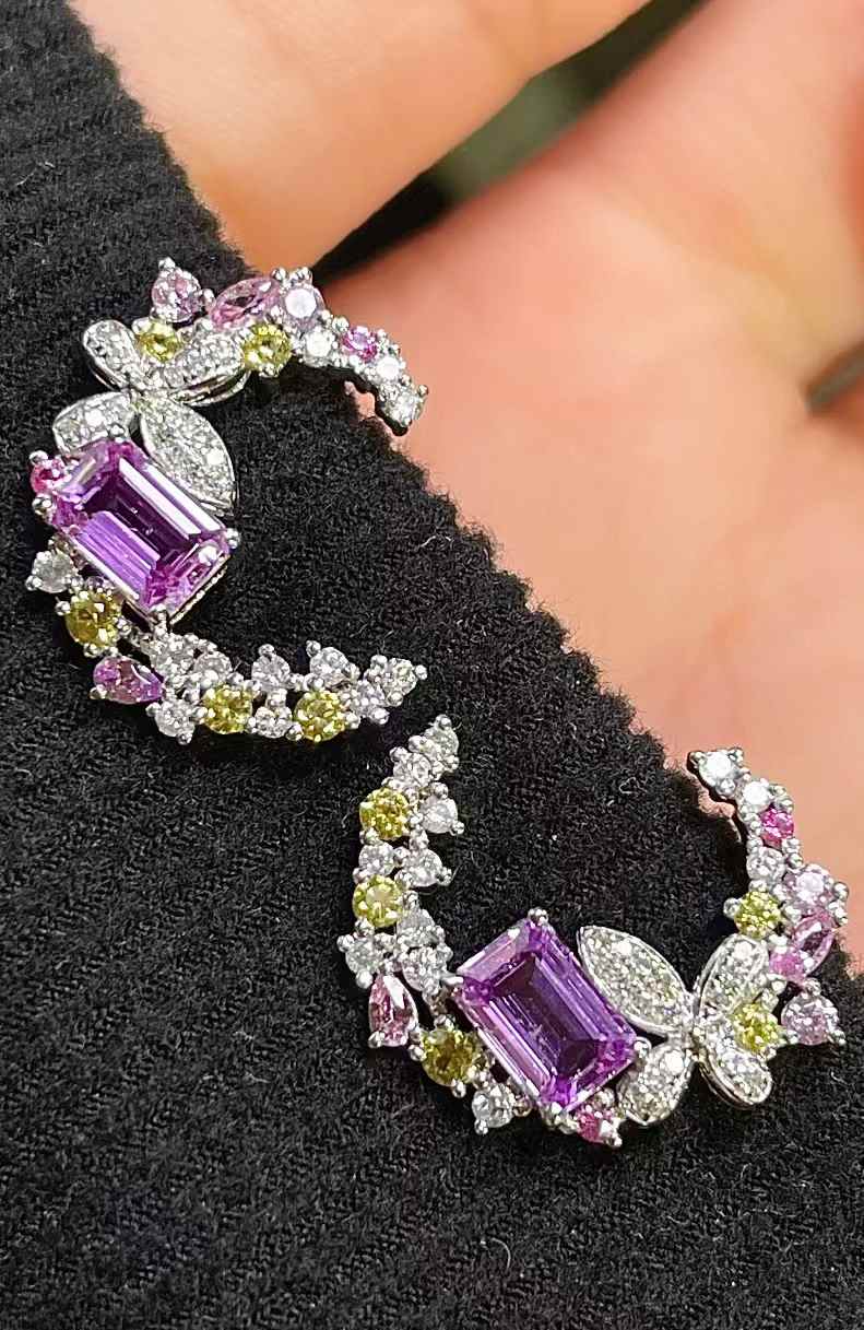 無焼成 1.32ct 天然パープルサファイア ダフネ ピアス PT950プラチナ｜Diamond Celeb