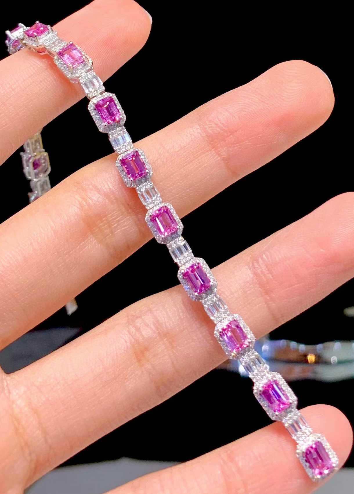 5.20ct 無焼 パパラッチャサファイア ブレスレット K18ホワイトゴールド