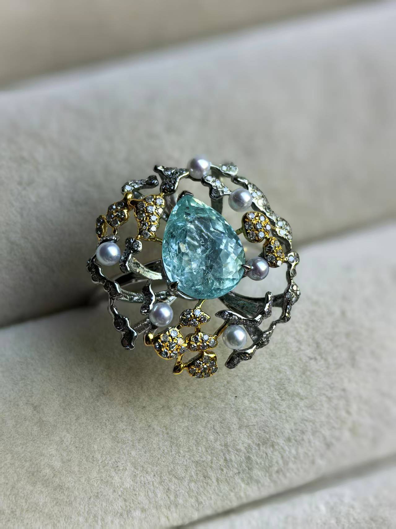 2.63ct 非加熱ノーヒートパライバトルマリン リング PT900/18Kイエローゴールド|Diamond Celeb