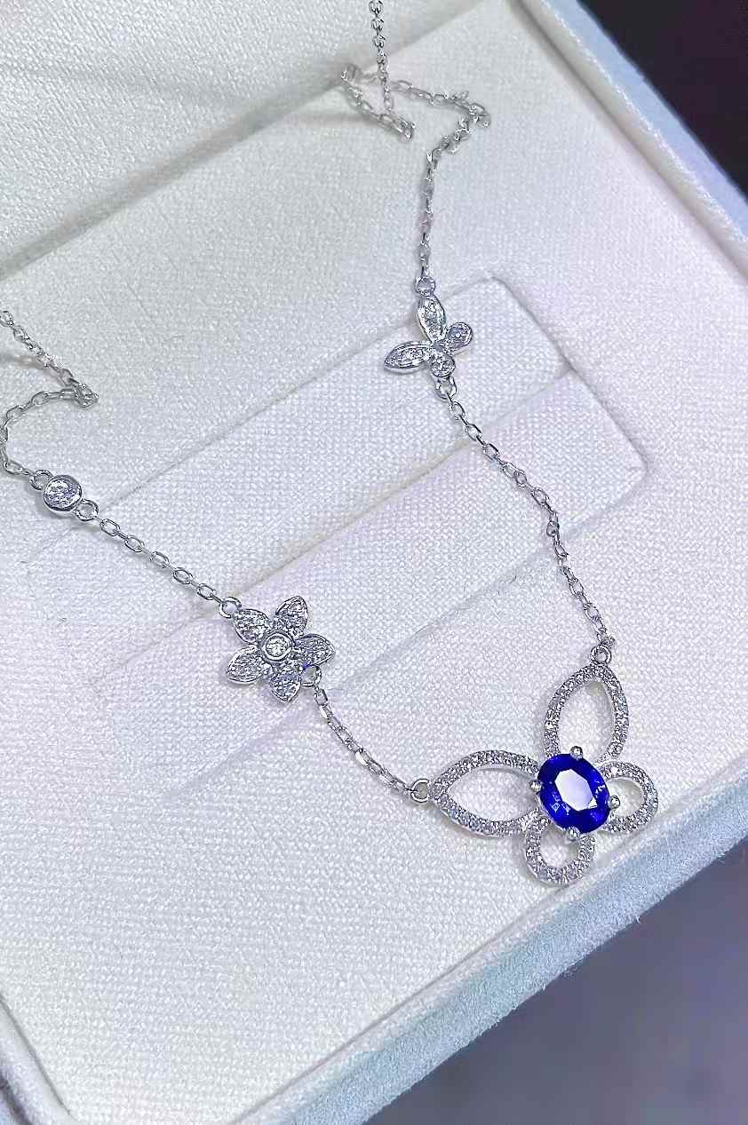 0.42ct 天然サファイア カラーグレード最高クラス ロイヤルブルー ネックレス PT950プラチナ|Diamond Celeb