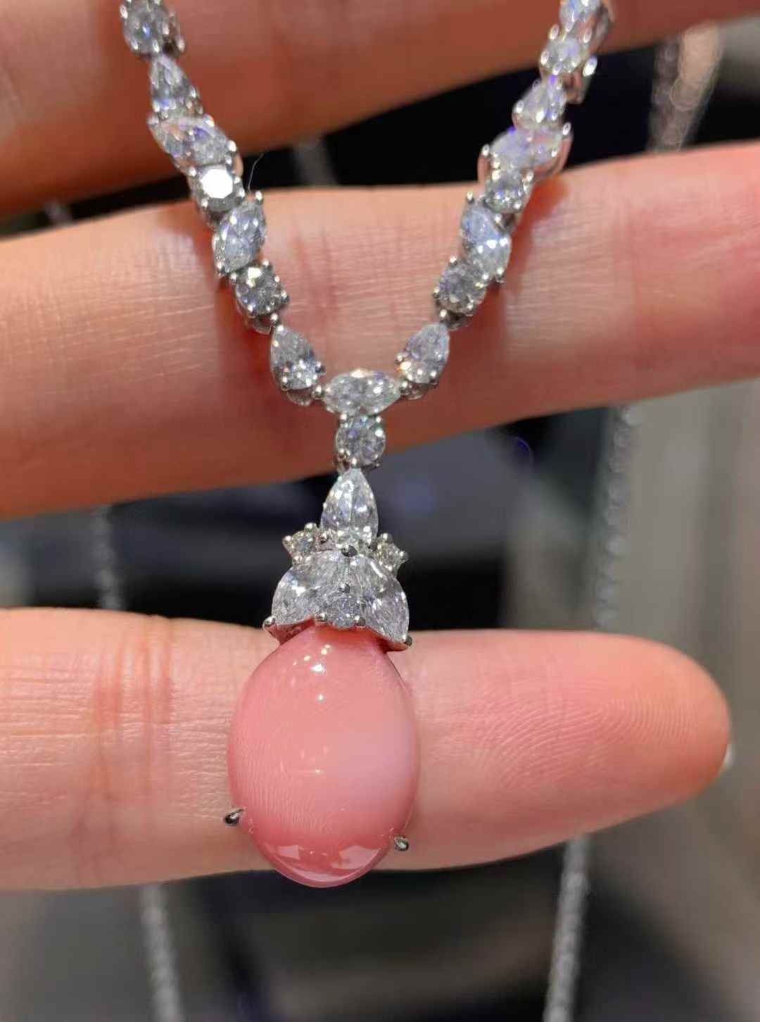 楽天市場】プラチナ900 コンクパール ダイヤモンド パール ネックレス