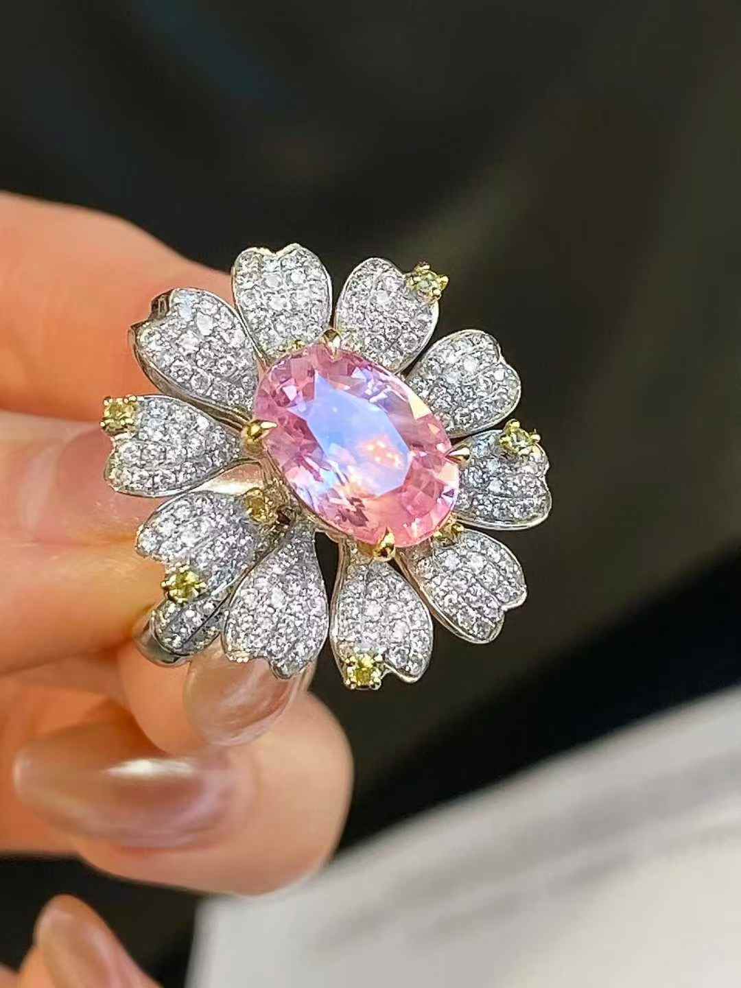 4.83ct新作 無処理 無焼 ノーヒート パパラチャサファイア 4.83ct 18Kリング/ペンダント 2WAY|Diamond Celeb