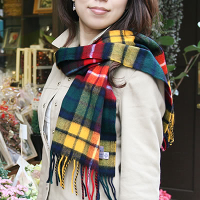 クーポン配布中 マフラー ラムズウール100 タータンチェック ブキャナン 英国王室御愛用 ロキャロン オブ