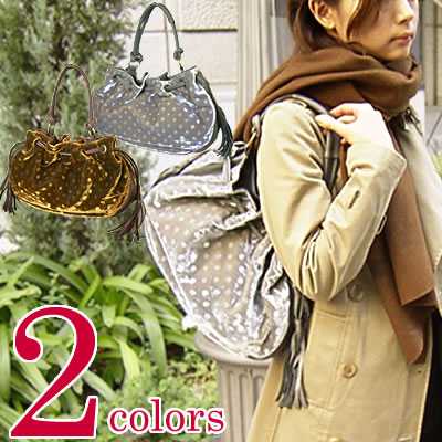 <ヴィスタ> 水玉ベルベット×レザーショルダーバッグ 【今だけ!エントリーでPT5倍】 【Carron Select】