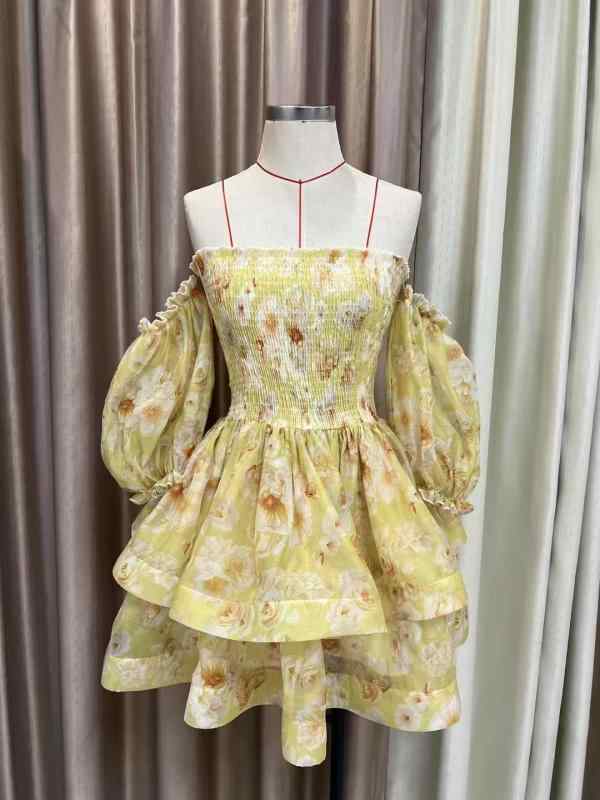 春夏 衣裳 レディース パフ衣袂 ストラップレス ミニ丈 伸縮性 花の冠yd フラウンス うつり変わり 心地よい 雅びやか 普段使い走り パステル色の原材料 ワンピース-レディースファッション