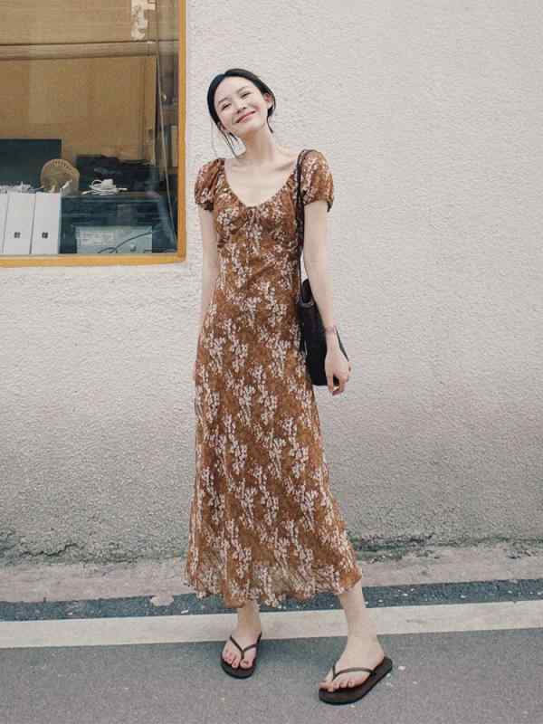 レディース 夏用 フレンチ風 シフォン 花柄 衣装 御召しもの 飛び切り感 女子らしい 偉大さ 凝った 表現スタイル引き上げる 口さかしい 通気性 冷やりとした 吸湿速乾 窈窕たる 心地好い 日常使い走り