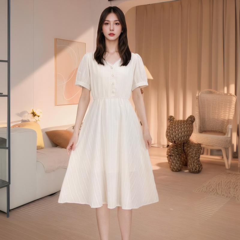 ワンピース レディース シフォン Aライン 短袖 中長丈 夏 小柄対応 上品 軽量 通気性 吸湿速乾 フェミニン 普段使い デート ブラック ピンク系 アイボリー