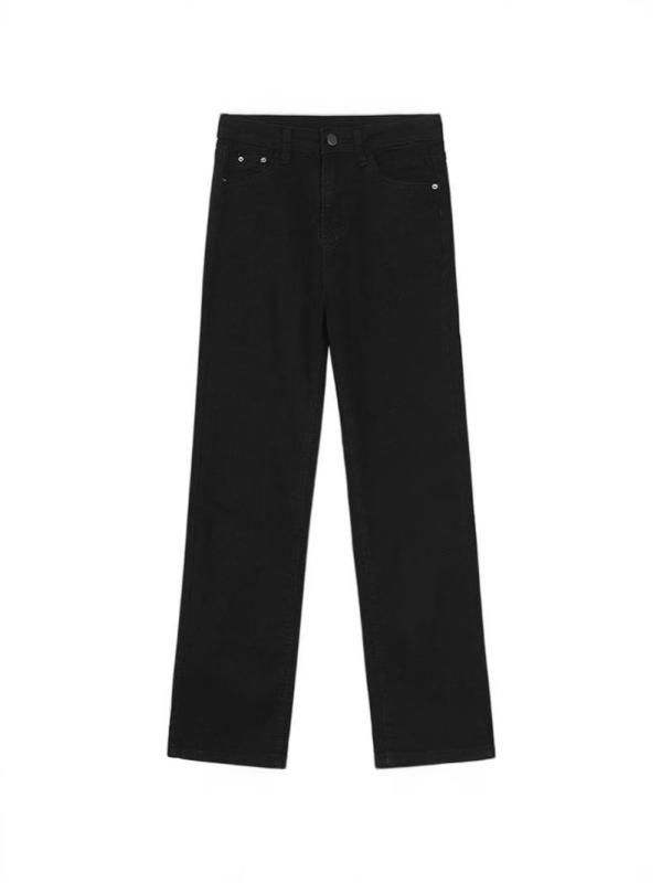 デニムパンツ レディース ハイウエスト ストレートレッグ クロップド丈 小柄対応 加厚裏地 冬用 スリムシルエット カジュアル 普段使い デニム素材 伸縮性 合わせやすい