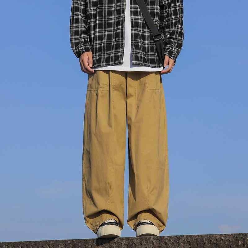 パンツ メンズ レトロ 日系 ルーズ ワイドレッグ ストレート ワーク カジュアル ロング 春秋 普段使い コーディネートしやすい デイリーウェア