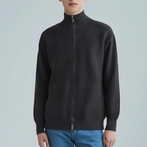 メンズ 秋冬 ニット カーディガン スタンドカラー ジッパー ビッグシルエット リラックススタイル ゆったり フィット アウター セーター 暖か 編み込み トップス 4,714円