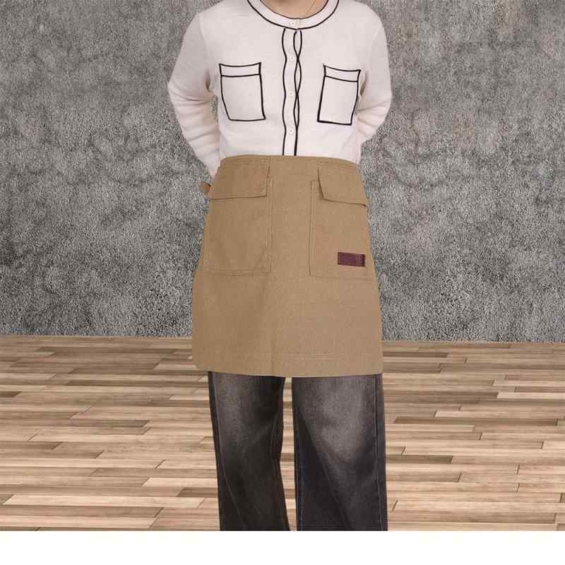 エプロン 女性用 ハーフタイプ キャンバス生地 風 キッチン 家庭用 ネイルサロン メイクアップアーティスト 作業着 スタイリッシュ 軽量 普段使い｜DIARTSELEHIKO
