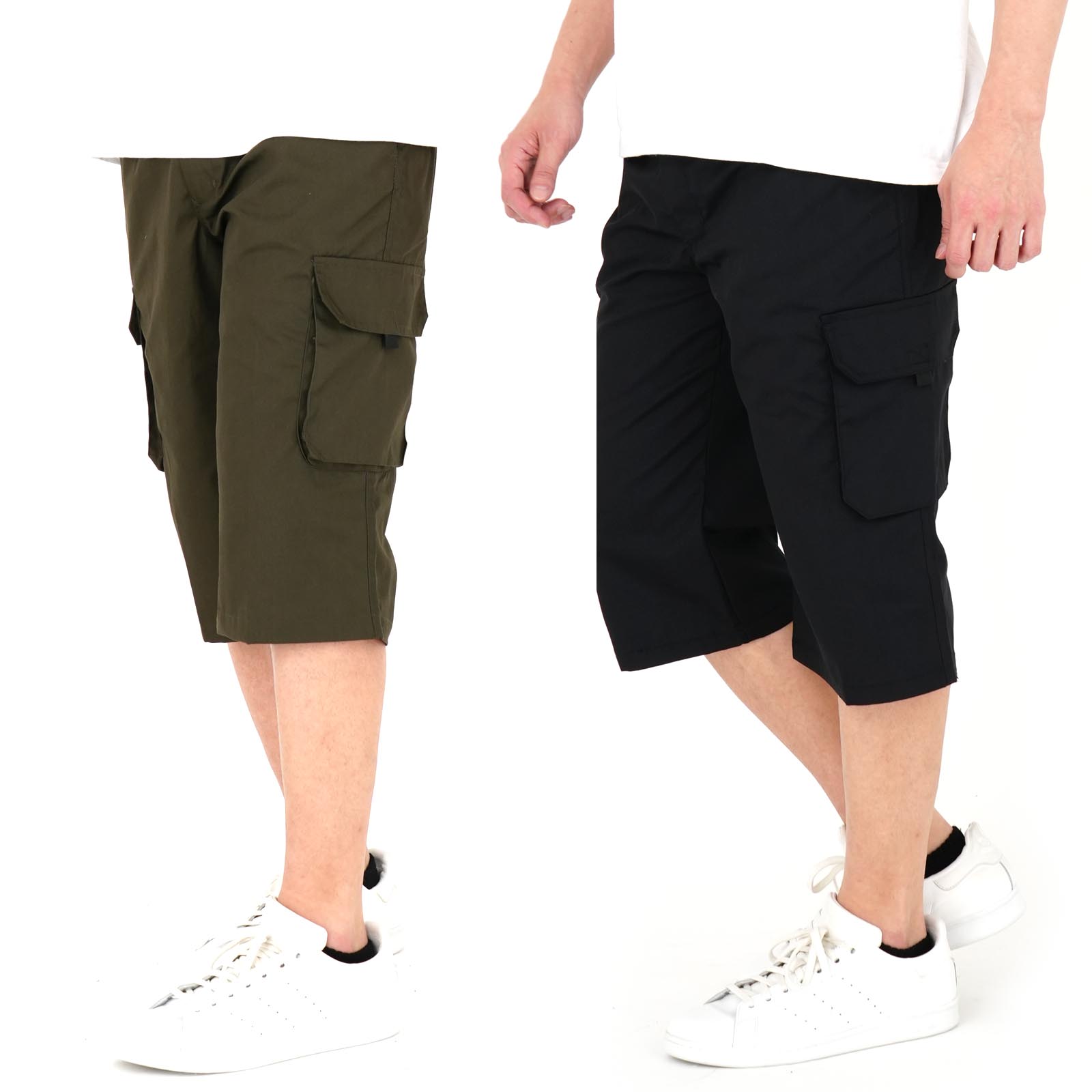 楽天市場】カーゴパンツ サイドポケット メンズ ハーフパンツ 7分丈