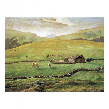 プリハード 複製画 ジャン・フランソワ・ミレー ヴォージュ山中の牧場風景 10号 額縁X52ゴールド｜ノースウェブ