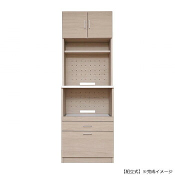 日本製組立家具 キッチンボード キッチンラック レンジ台 グレージュ木目&times;ホワイト co-cu-1860sr-gg｜ノースウェブ