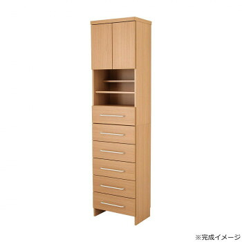 ランドリーストレージ 完成品 薄型 幅45cm ハイタイプ ナチュラル LS-45HN|ノースウェブ