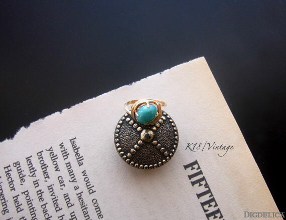 【K18】turquoise エルグランデ・ターコイズヴィンテージリング 指輪　18金　k18ring018【一点物】トルコ石【DIGDELICA】ディデリカ｜DIGDELICA
