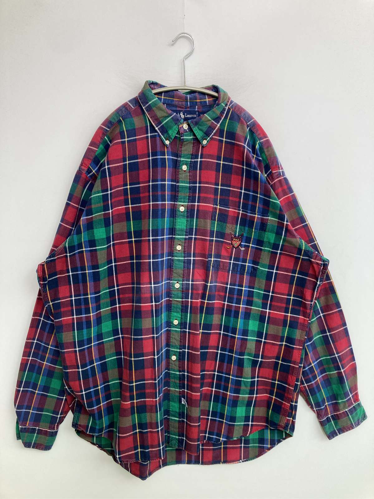 【中古】Ralph Lauren ラルフローレン プルオーバー/トップ XL 綿織物 読み合わせる柄 ワンポイント ブランド名ロゴタイプ 真っただ中丈 長袖 名取り草落ちこむ メンズ