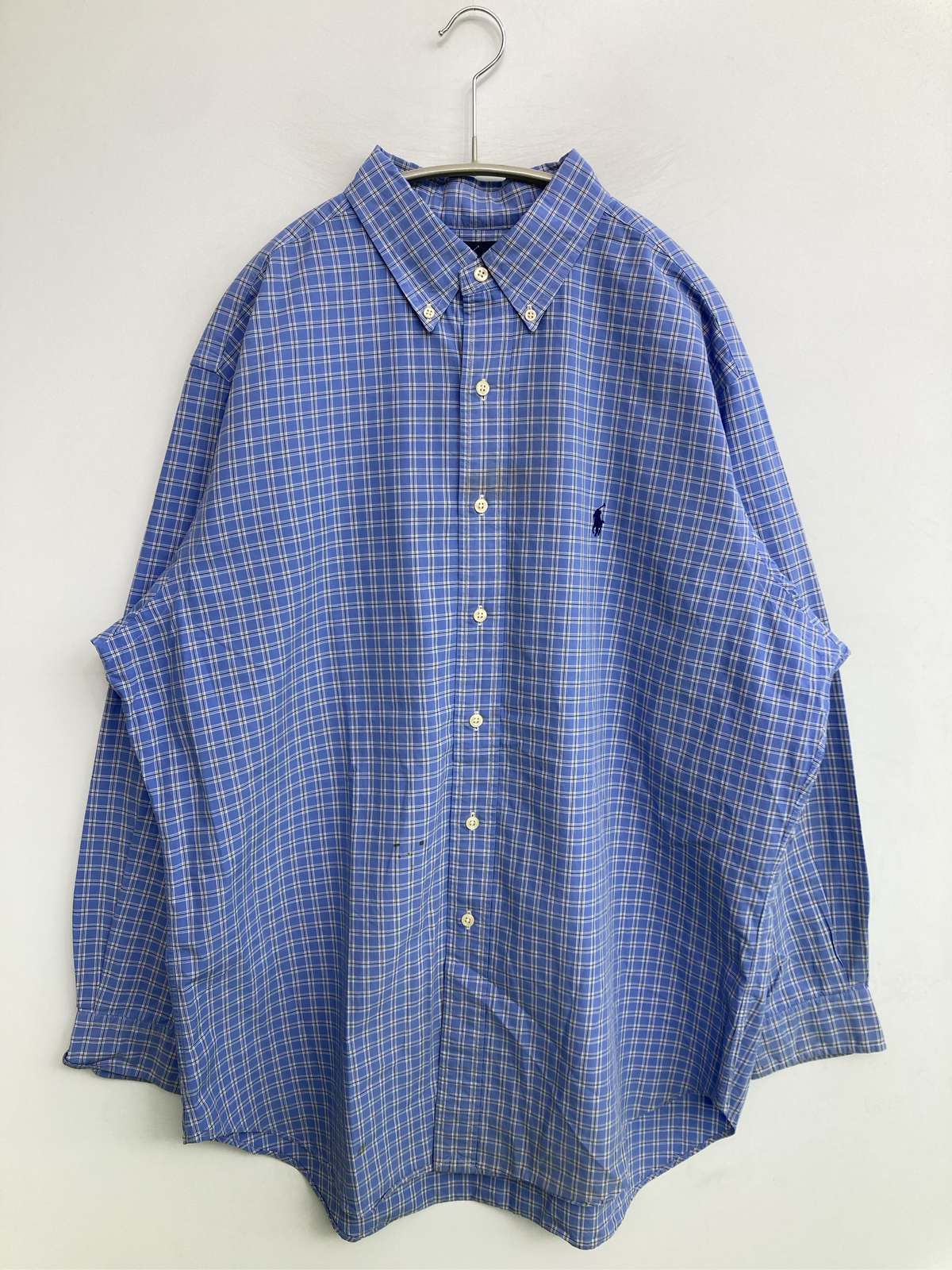 【中古】Ralph Lauren ラルフローレン プルオーバー/トップ 17 青色 読み合わせる柄 ワンポイント ブランド名ロゴタイプ 刺しゅう 真っただ中丈 長袖 名取り草落ちこむ レギュラー色合い メンズ