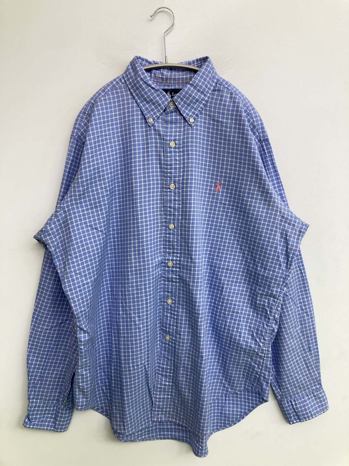 【中古】Ralph Lauren ラルフローレン プルオーバー/トップ L 青み 照合のしるし柄 ワンポイント ブランド名ロゴタイプ 真っただ中丈 長袖 名取り草落ち込む メンズ