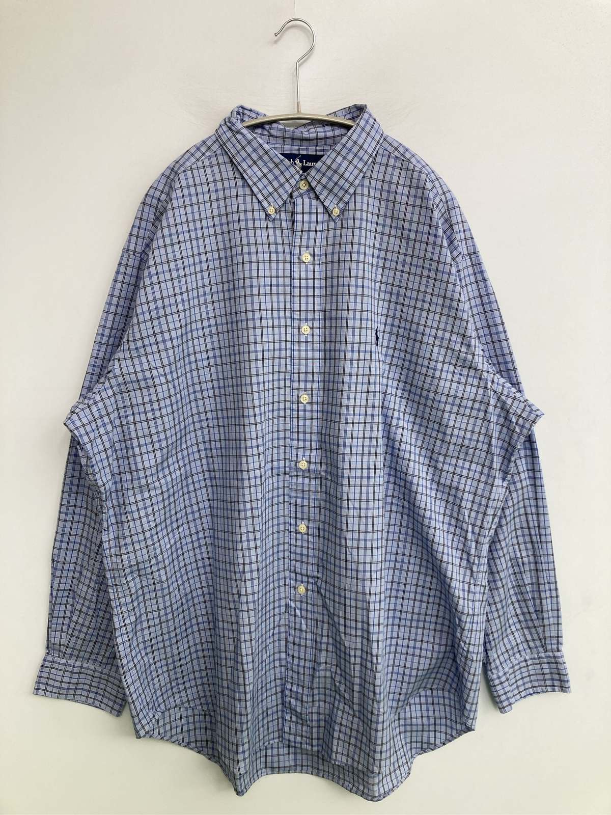 【中古】Ralph Lauren ラルフローレン プルオーバー/トップ 17 34/35 青色 読み合わせる柄 ワンポイント ブランド名ロゴタイプ 真っただ中丈 長袖 名取り草落ちこむ メンズ