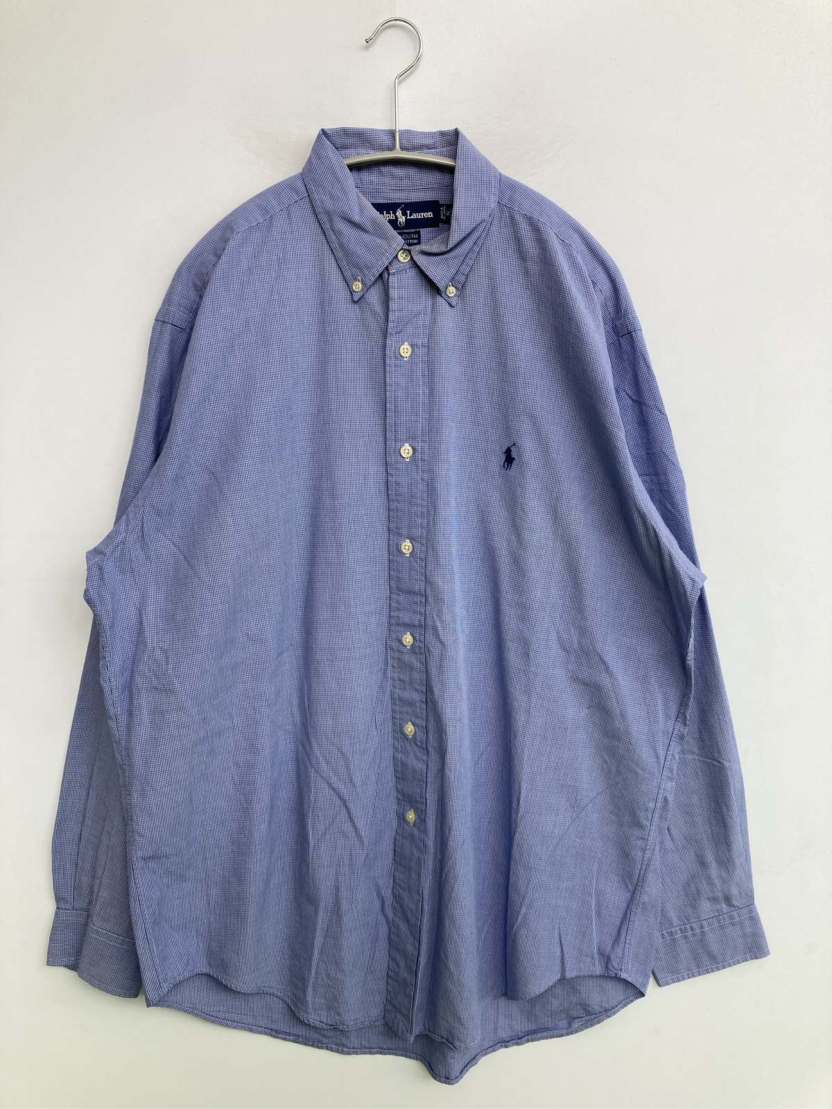 【中古】Ralph Lauren ラルフローレン プルオーバー/トップ 16 青色 綿織物 読み合わせる柄 ワンポイント 刺しゅう ブランド名ロゴタイプ 真っただ中丈 長袖 名取り草落ちこむ レギュラー色合い メンズ