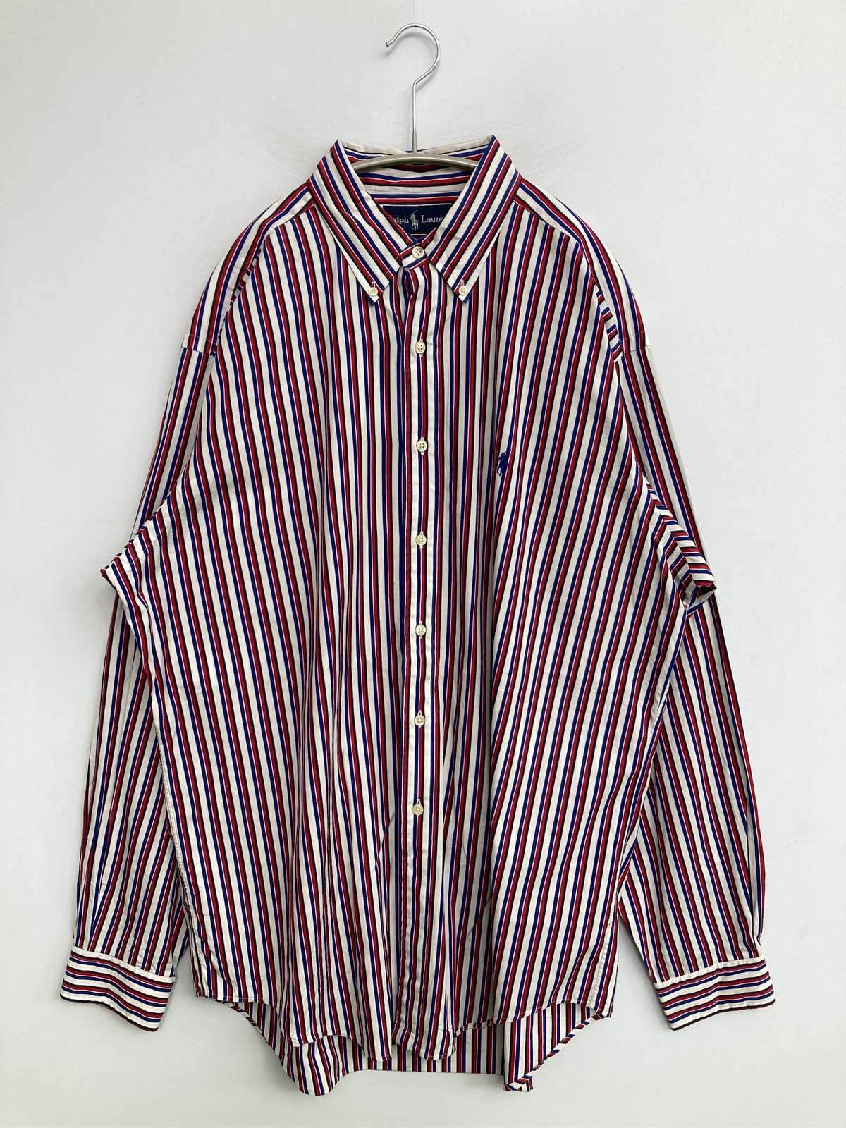 【中古】Ralph Lauren ラルフローレン プルオーバー/トップ L 縞模様柄 ワンポイント ブランド名ロゴタイプ 真っただ中丈 長袖 名取り草落ちこむ メンズ