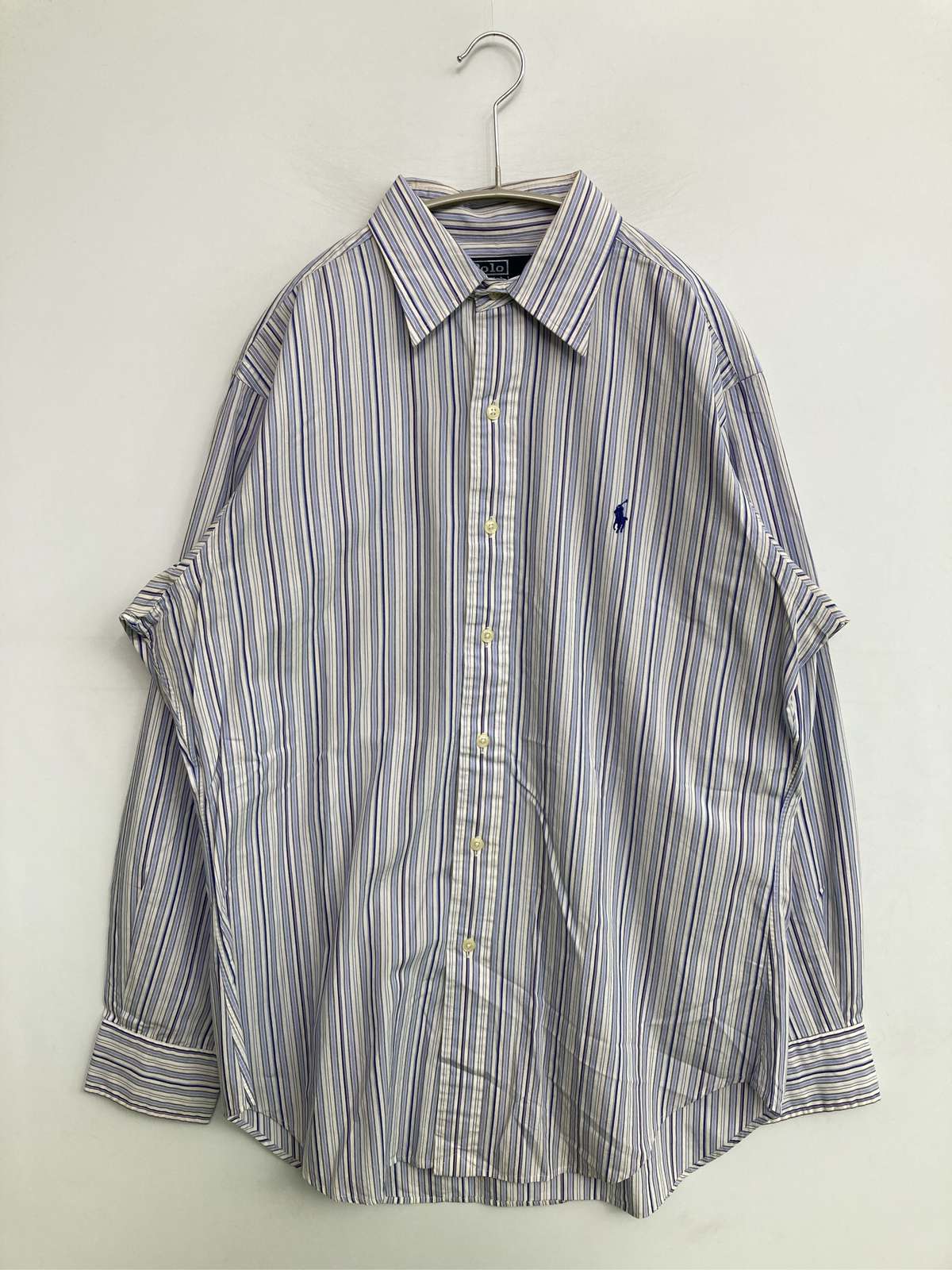 【中古】Polo by Ralph Lauren ポロバイラルフローレン プルオーバー/トップ 15 32/33 綿織物 縞模様柄 ワンポイント 真っただ中丈 長袖 メンズ