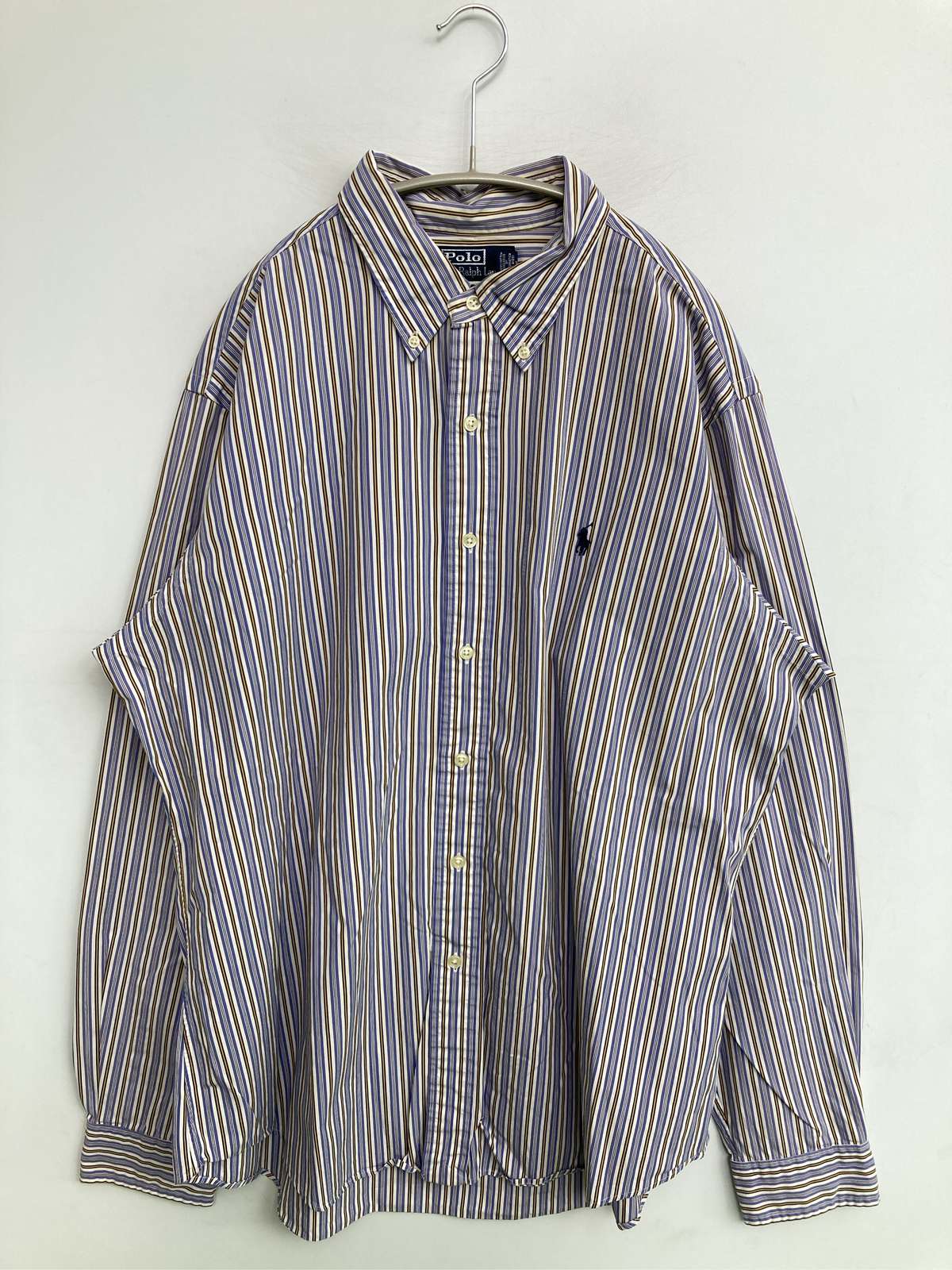 【中古】Polo by Ralph Lauren ポロバイラルフローレン プルオーバー/トップ XL 綿織物 縞模様柄 ワンポイント ブランド名ロゴタイプ 真っただ中丈 長袖 名取り草落ちこむ メンズ