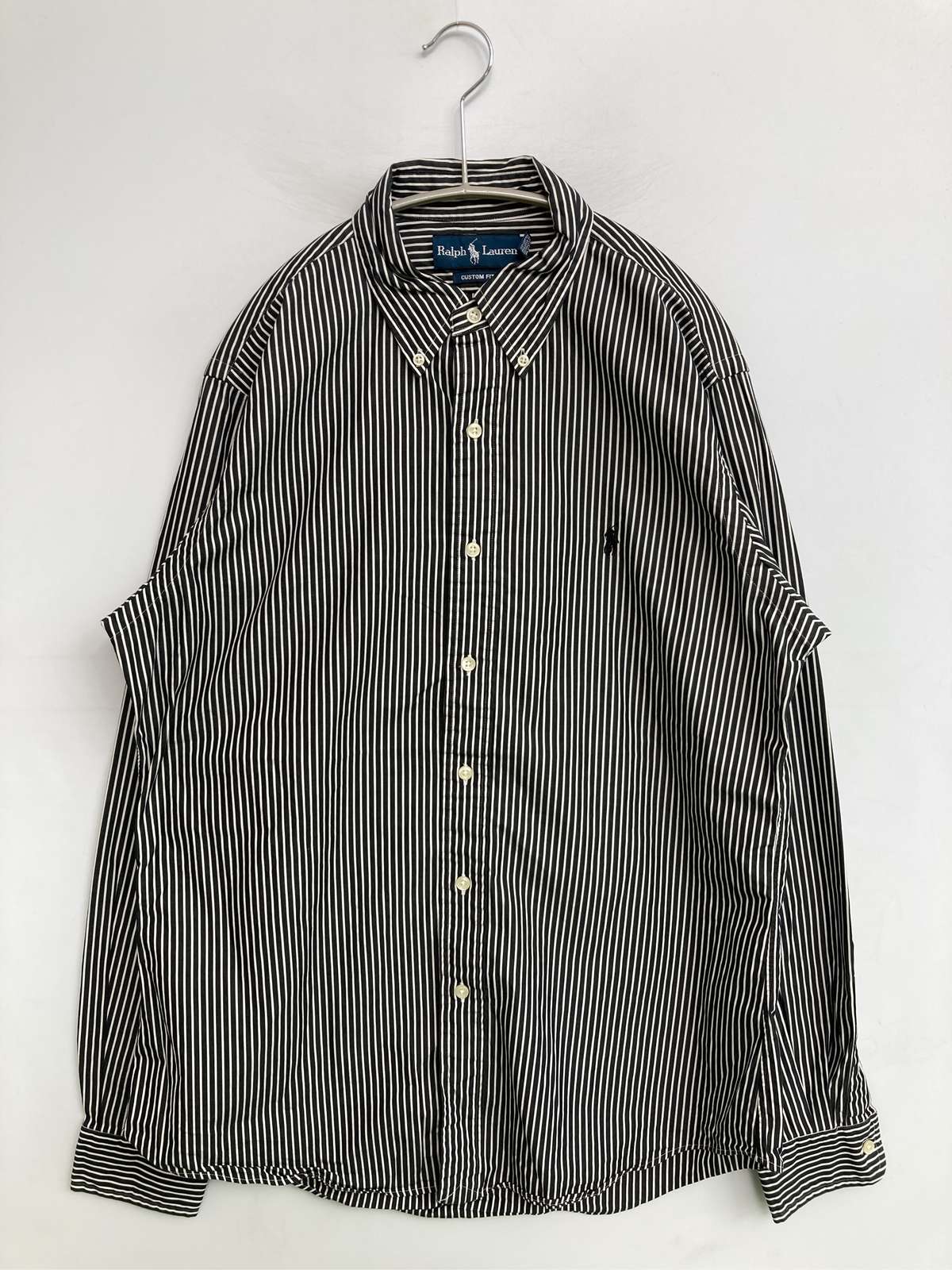 【中古】Ralph Lauren ラルフローレン プルオーバー/トップ M 黒いこと 縞模様柄 ワンポイント ブランド名ロゴタイプ 真っただ中丈 長袖 名取り草落ちこむ メンズ