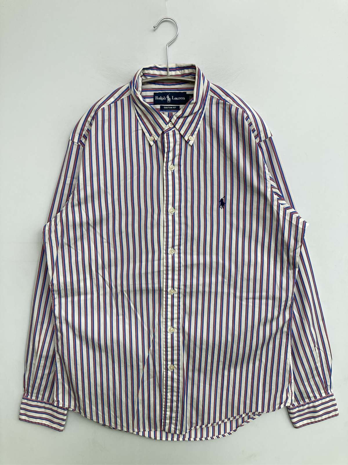 【中古】Ralph Lauren ラルフローレン プルオーバー/トップ M 縞模様柄 ワンポイント ブランド名ロゴタイプ 真っただ中丈 長袖 名取り草落ち込む メンズ