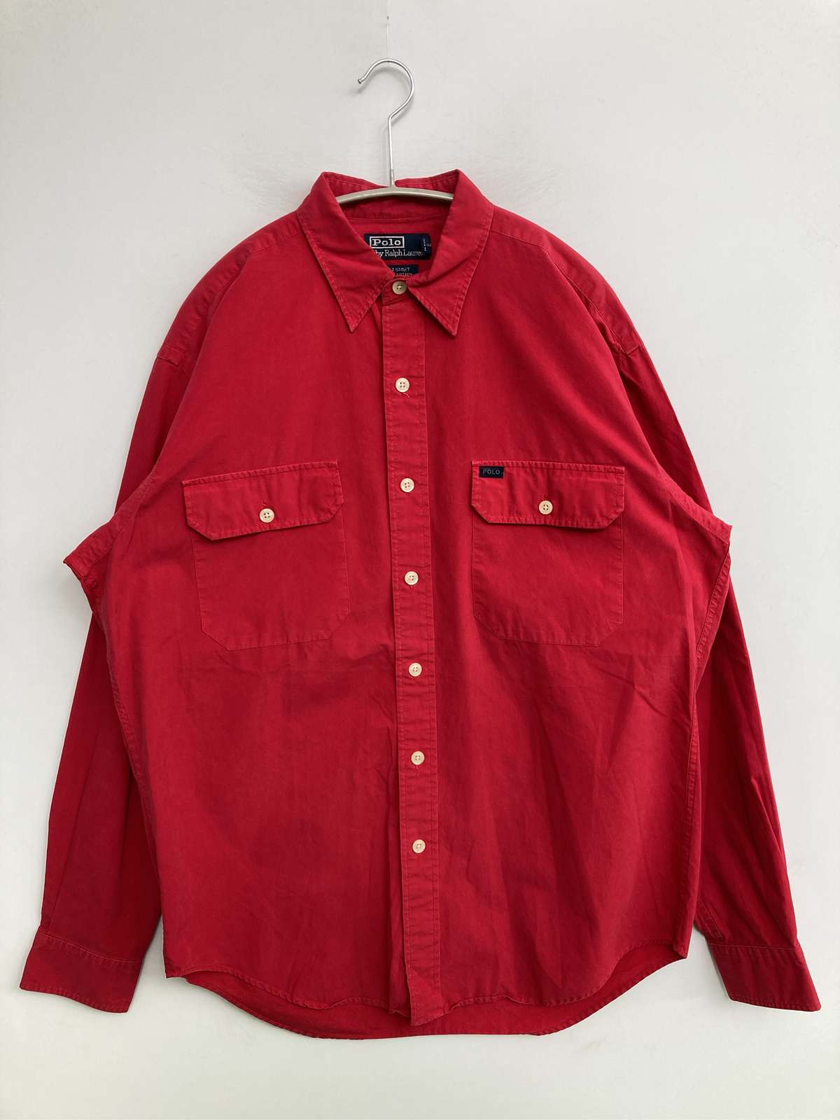 【中古】Polo by Ralph Lauren ポロバイラルフローレン プルオーバー/トップ M 赤いこと 綿織物 無地 ワンポイント 真っただ中丈 長袖 レギュラー色合い メンズ