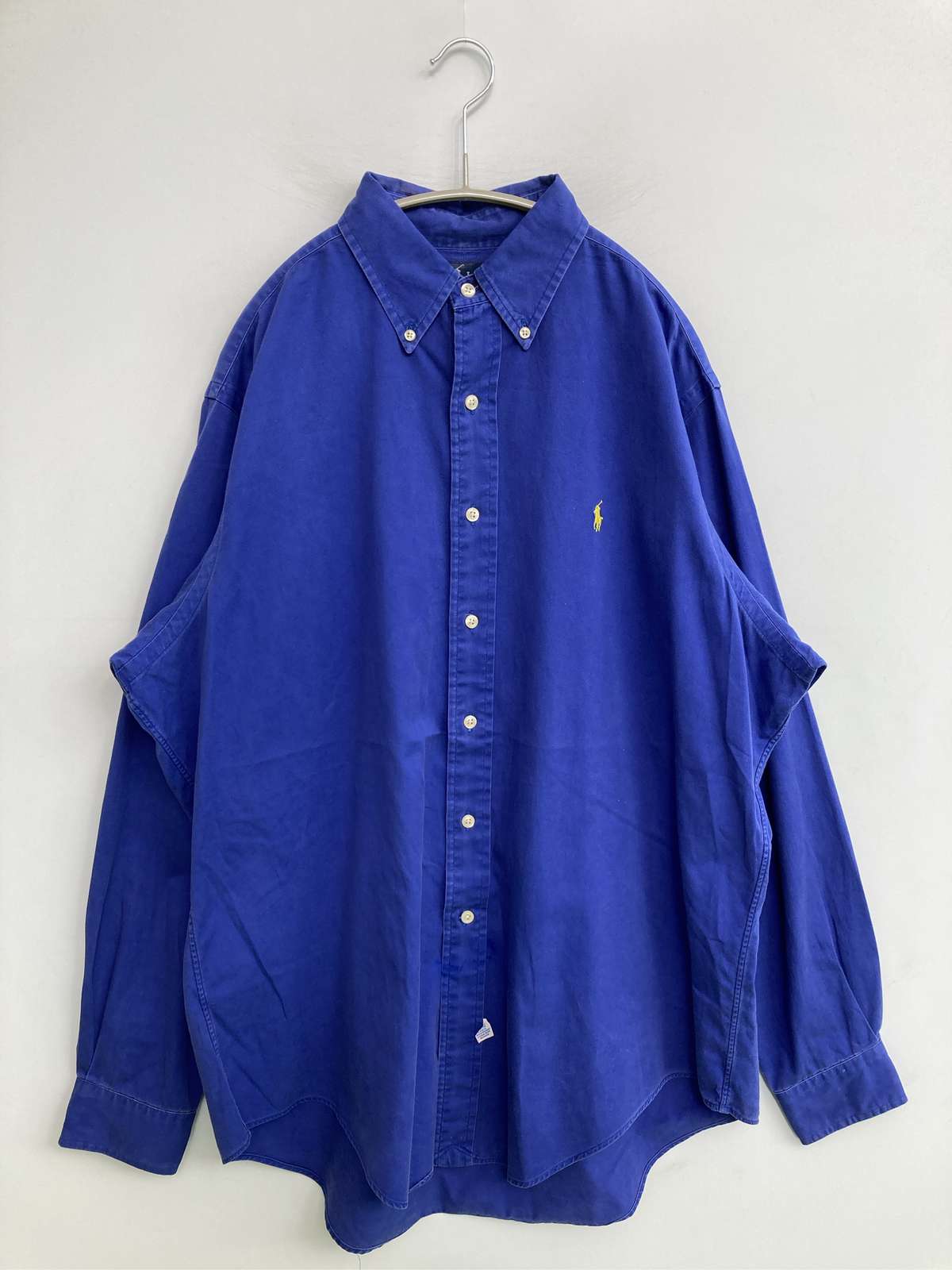 【中古】Ralph Lauren ラルフローレン プルオーバー/トップ L 青色 綿織物 無地 ワンポイント ブランド名ロゴタイプ 刺しゅう 真っただ中丈 長袖 名取り草落ちこむ レギュラー色合い メンズ
