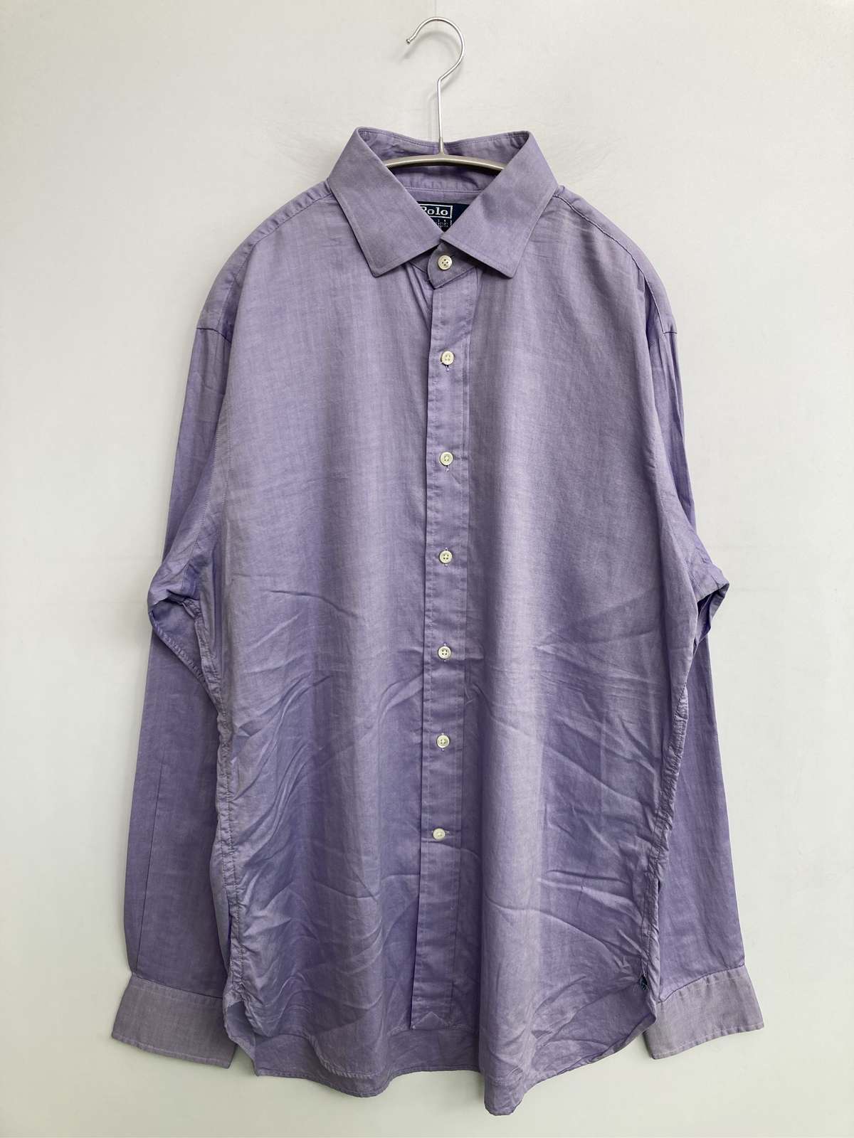 【中古】Polo by Ralph Lauren ポロバイラルフローレン プルオーバー/トップ 16 1/2-42 パープル 無地 真っただ中丈 長袖 レギュラー色合い メンズ
