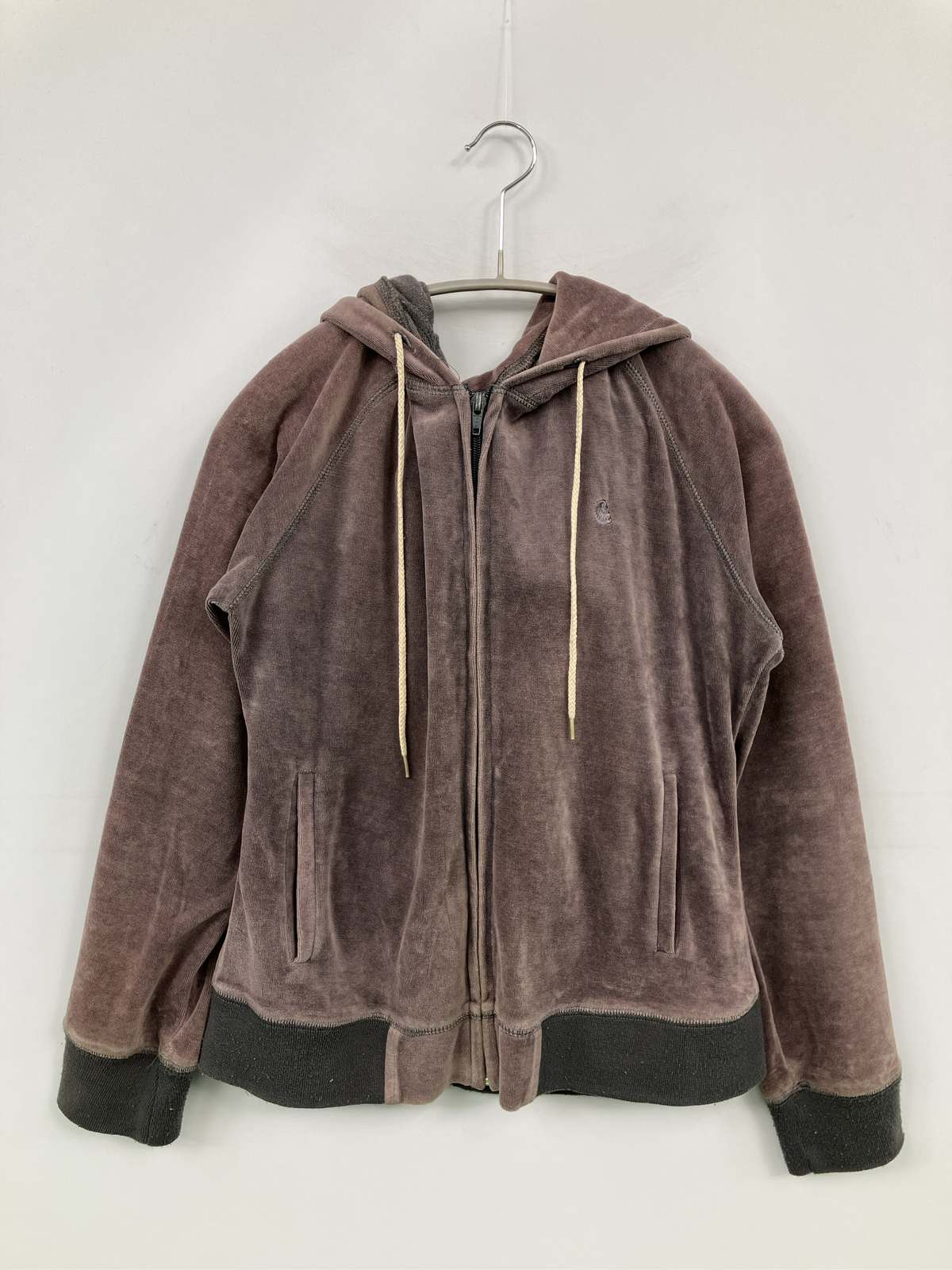 【中古】Carhartt カーハート パーカー ブラウン コットン ベロア 無地 ワンポイント ブランドロゴ ジップアップ 長袖 メンズ｜digdig 店