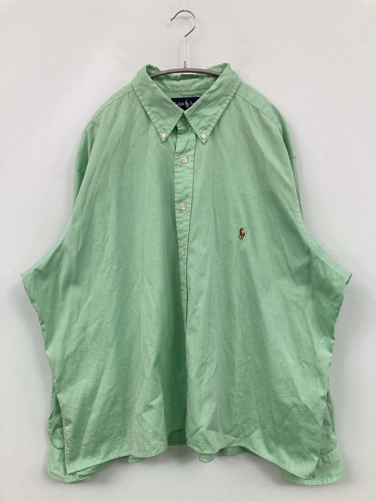 【中古】Ralph Lauren ラルフローレン プルオーバー/トップ 18 1/2 ライトグリーン 綿織物 無地 ワンポイント ブランド名ロゴタイプ 真っただ中丈 長袖 名取り草落ちこむ メンズ