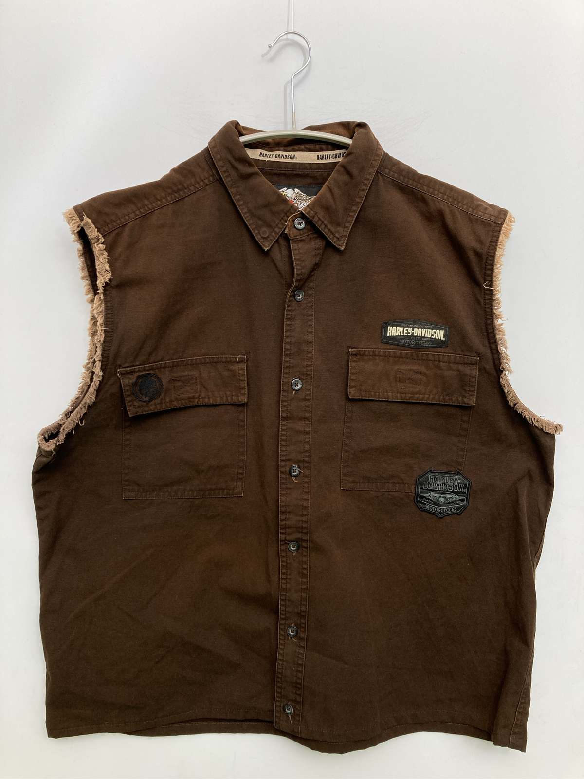 【中古】HARLEY-DAVIDSON ハーレーダビッドソン ノースリーブ XL ブラウン メンズ レディース｜digdig 店