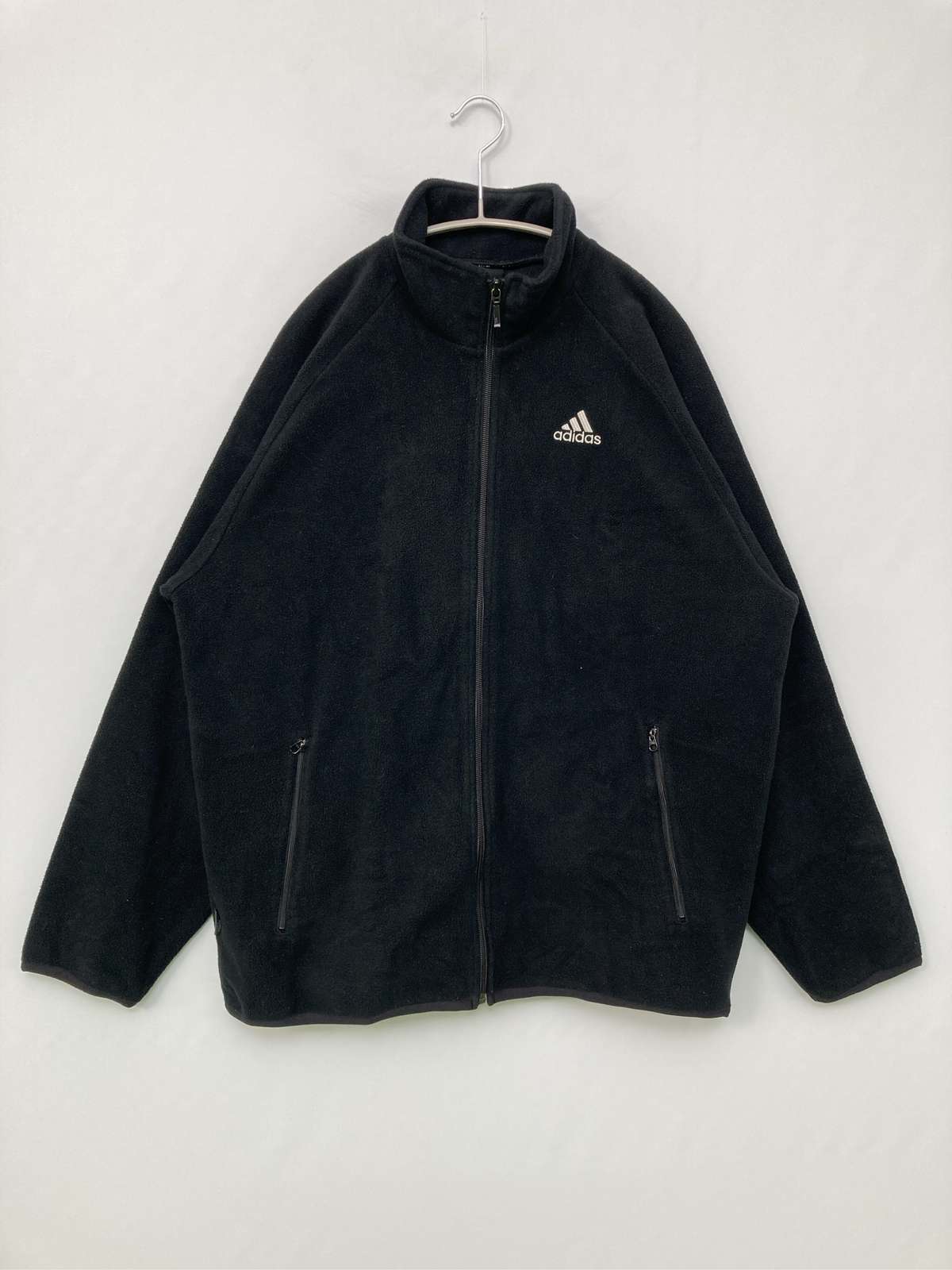 【中古】adidas アディダス ブルゾン M ブラック ボア 無地 ブランドロゴ ミドル丈 フードなし ジップアップ メンズ｜digdig 店