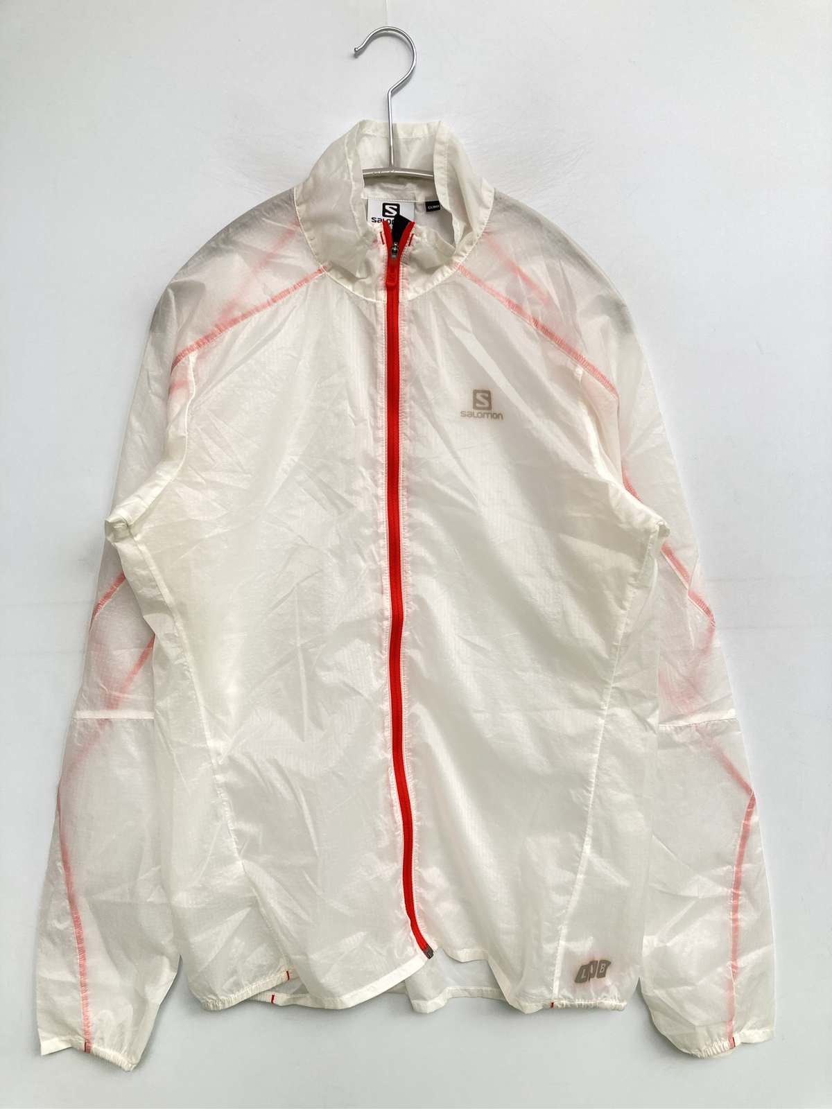 【中古】SALOMON サロモン ナイロン上衣 S 白いこと 無地 ブランド名ロゴタイプ ボンネットなし メンズ