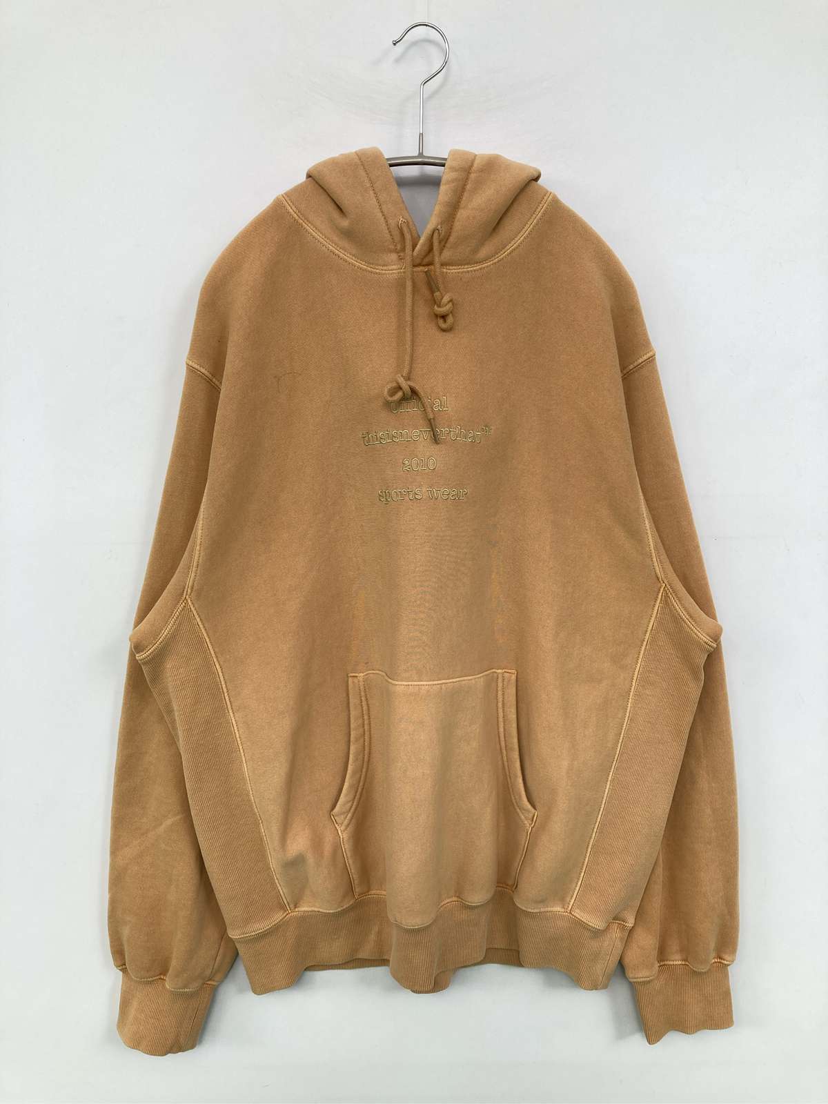 【中古】thisisneverthat ディスイズネバーザット パーカー L ベージュ 綿織物 裏起毛 無地 刺しゅう ティーシャツ 長袖 メンズ レディース