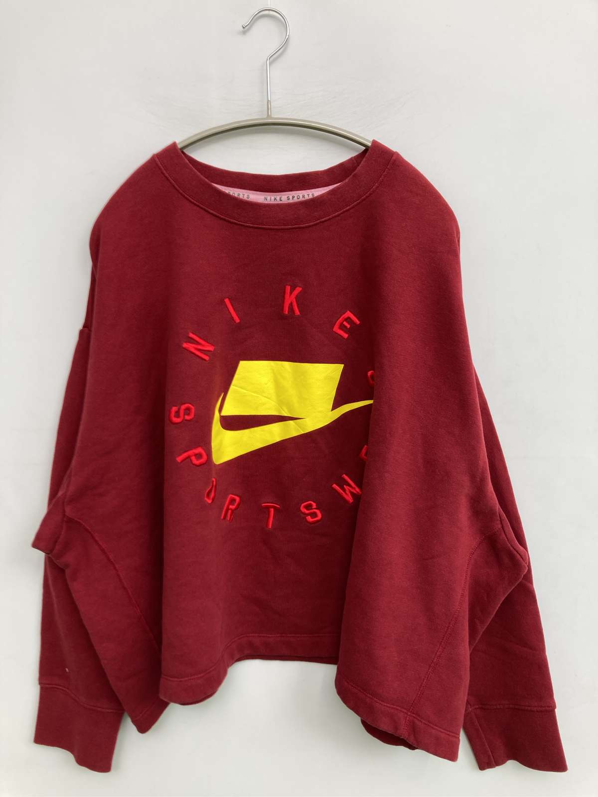 【中古】NIKE ナイキ 汗水 XXL 赤いこと 綿織物 向こう正面刷り上げる ブランド名ロゴタイプ 長袖 レディース