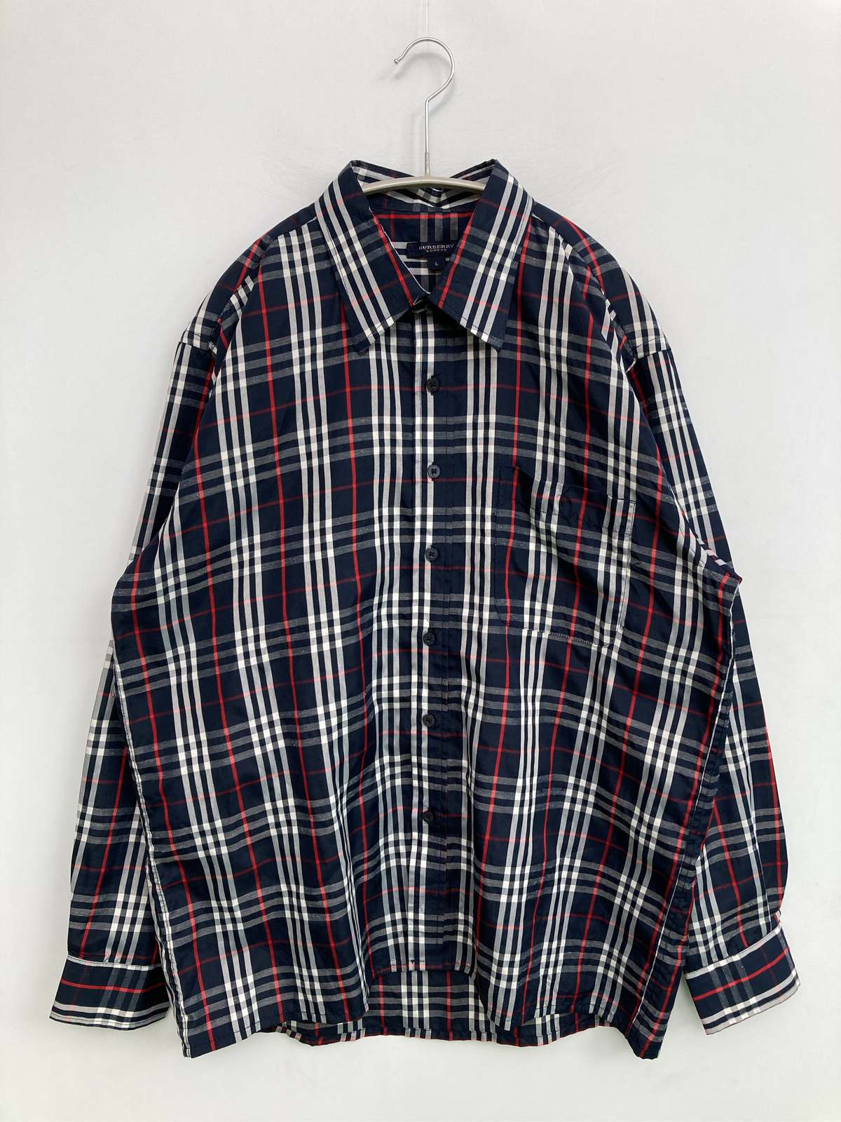 【中古】BURBERRY LONDON バーバリーロンドン プルオーバー/トップ L 米国海軍 読み合わせる柄 真っただ中丈 長袖 レギュラー色合い メンズ