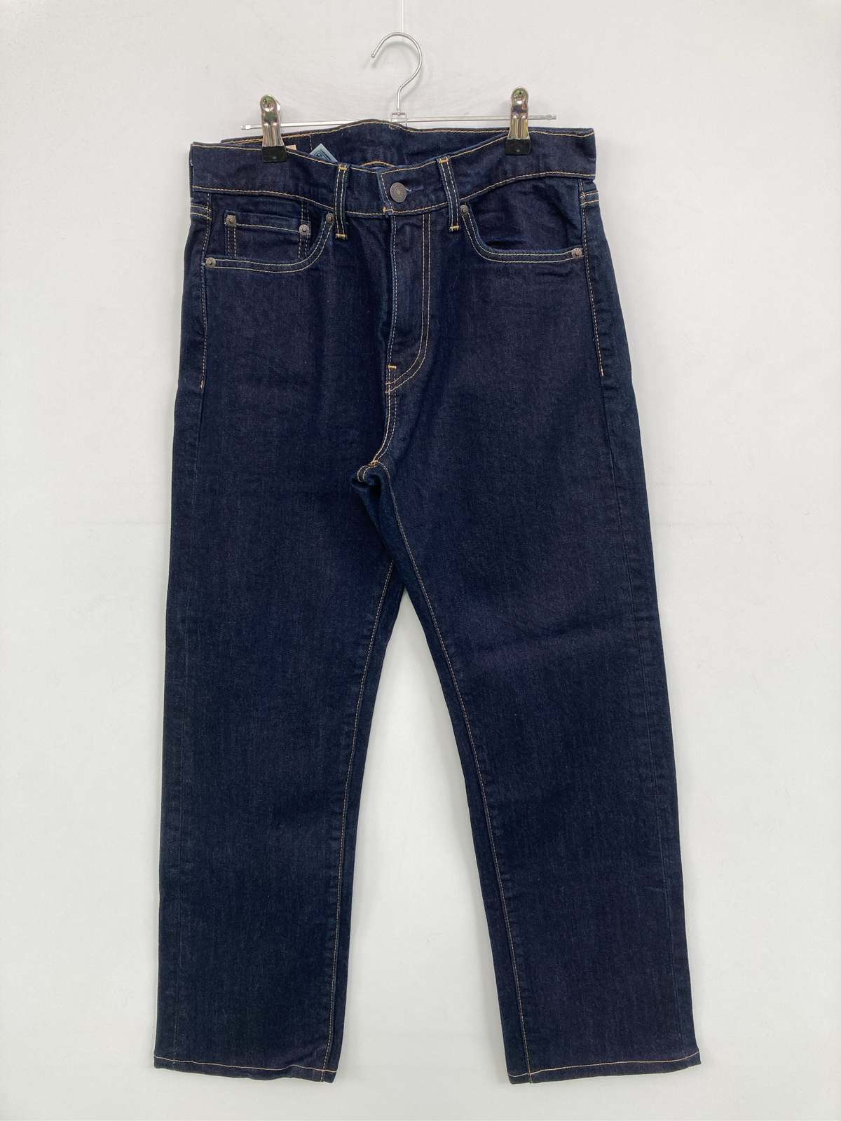【中古】Levi's リーバイス デニムパンツ W29 L32 ネイビー フルレングス 無地 スタンダード ストレート レギュラー リジッド・ワンウォッシュ メンズ レディース｜digdig 店