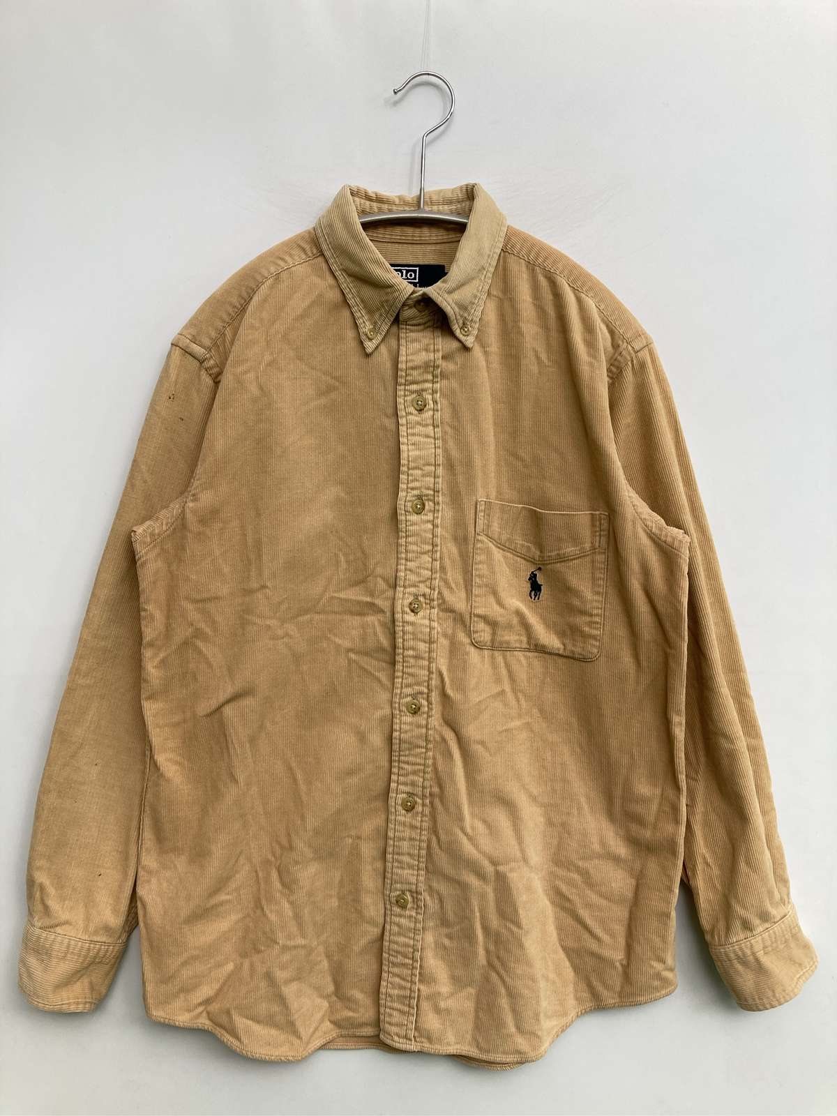 【中古】Polo by Ralph Lauren ポロバイラルフローレン プルオーバー/トップ 160 ベージュ 綿織物 コール天 無地 ワンポイント ブランド名ロゴタイプ 真っただ中丈 長袖 名取り草落ちこむ メンズ