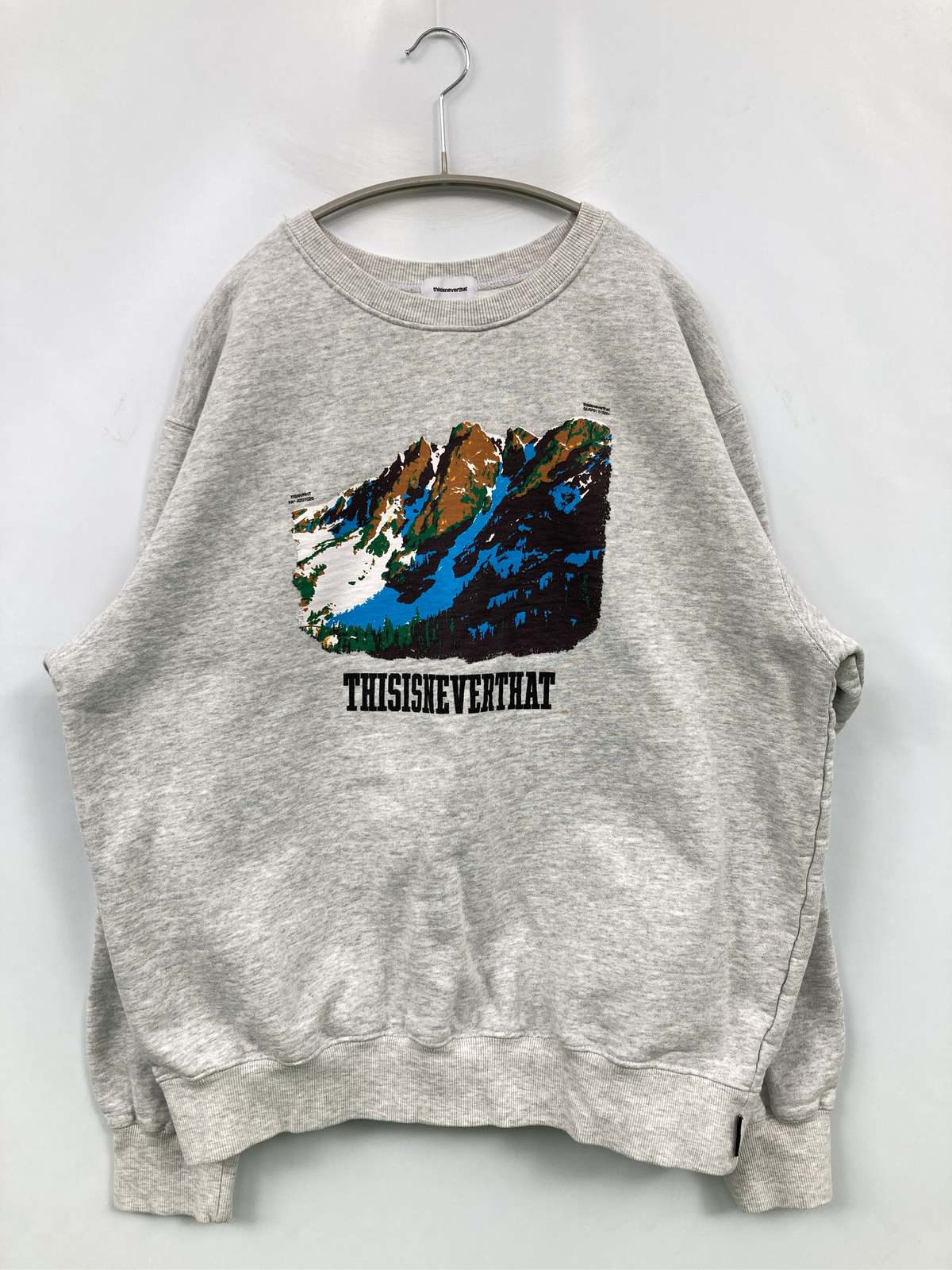 【中古】thisisneverthat ディスイズネバーザット 汗水 XL 薄墨色 裏起毛 向こう正面刷り上げる うしろ側刷り上げる ブランド名ロゴタイプ 長袖 メンズ レディース