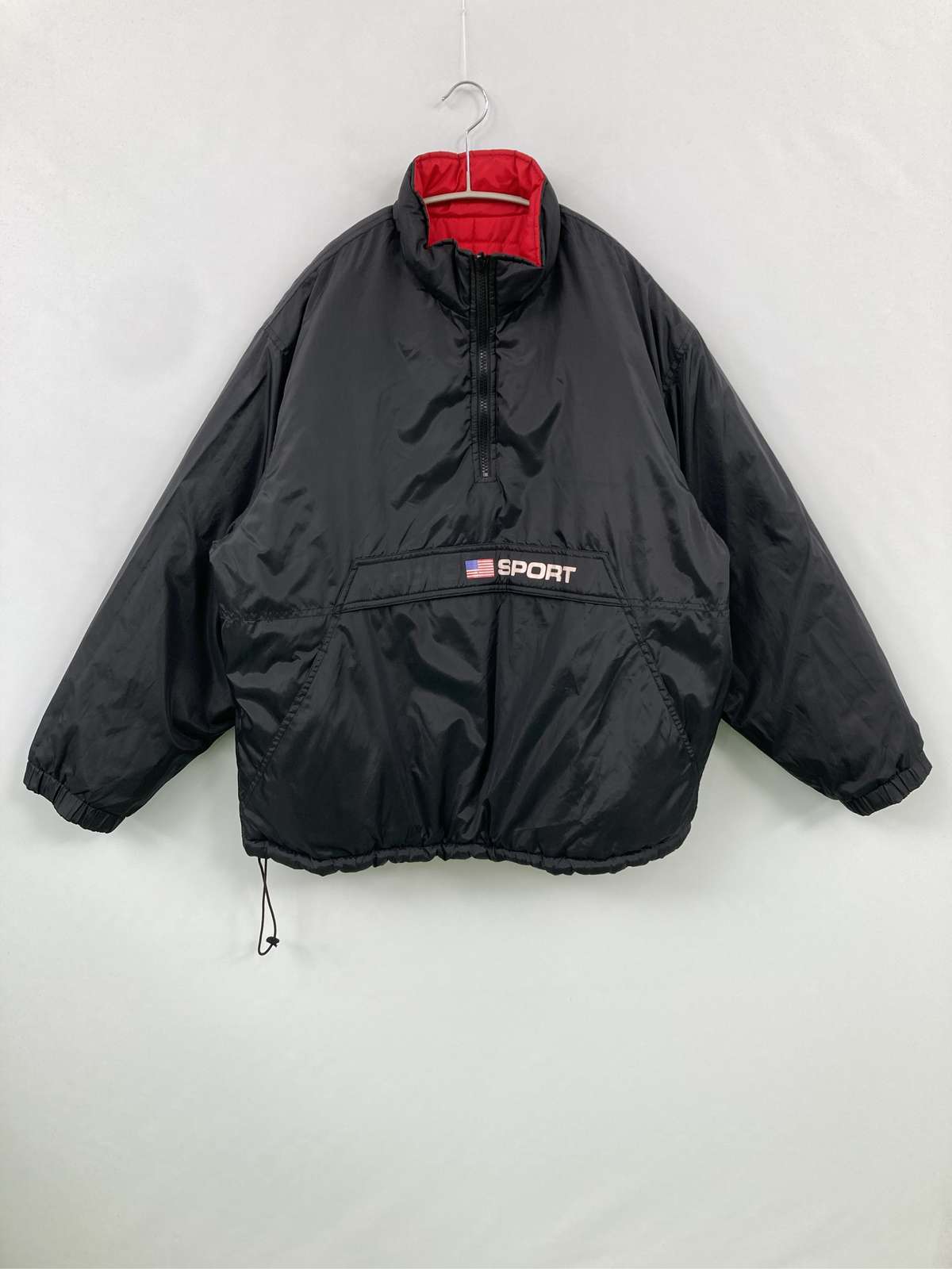 【中古】RALPH LAUREN SPORT ラルフローレンスポーツ ダウンジャケット/コート 170 ブラック 無地 ワンポイント ブランドロゴ キルティング ミドル丈 フードなし プルオーバー メンズ レディース｜digdig 店