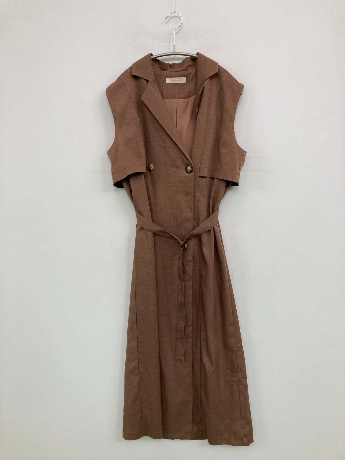 【中古】Andemiu アンデミュウ ワンピース F ブラウン 無地 袖なし フレア レディース｜digdig 店