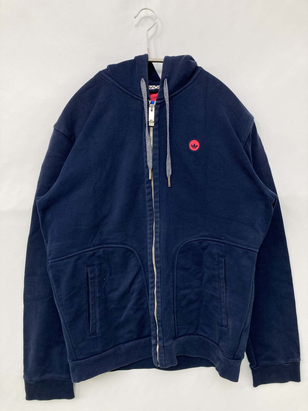 【中古】adidas アディダス パーカー 105 米国海軍 綿織物 無地 ワンポイント ジップアップ 長袖 メンズ