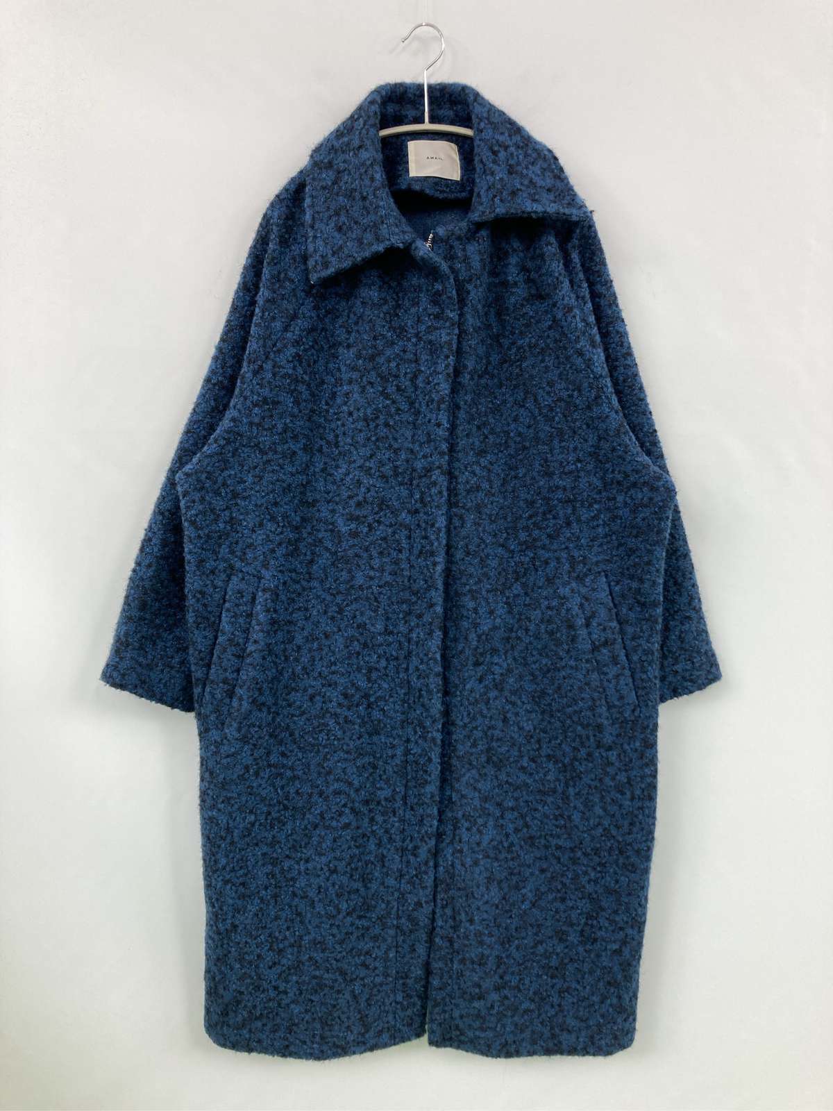 【中古】AMAIL アマイル アウター F 青色 ボア 無地 ロング丈 ボンネットなし 名取り草留め レディース