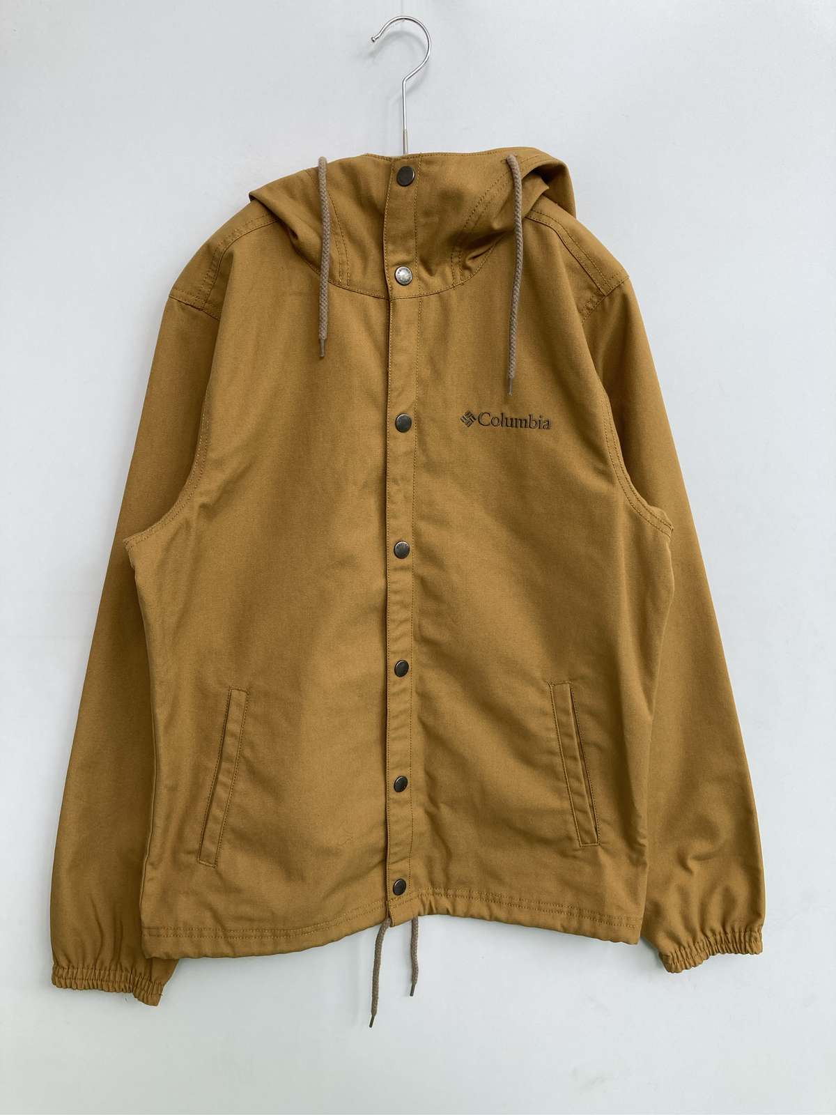 【中古】Columbia コロンビア 牟礼パーカー XS 赤銅色 綿織物 ナイロン 無地 ワンポイント ブランド名ロゴタイプ 真っただ中丈 ボンネットあり メンズ